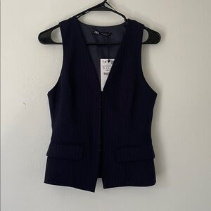 Zara Dark Blue Pinstripe Suit